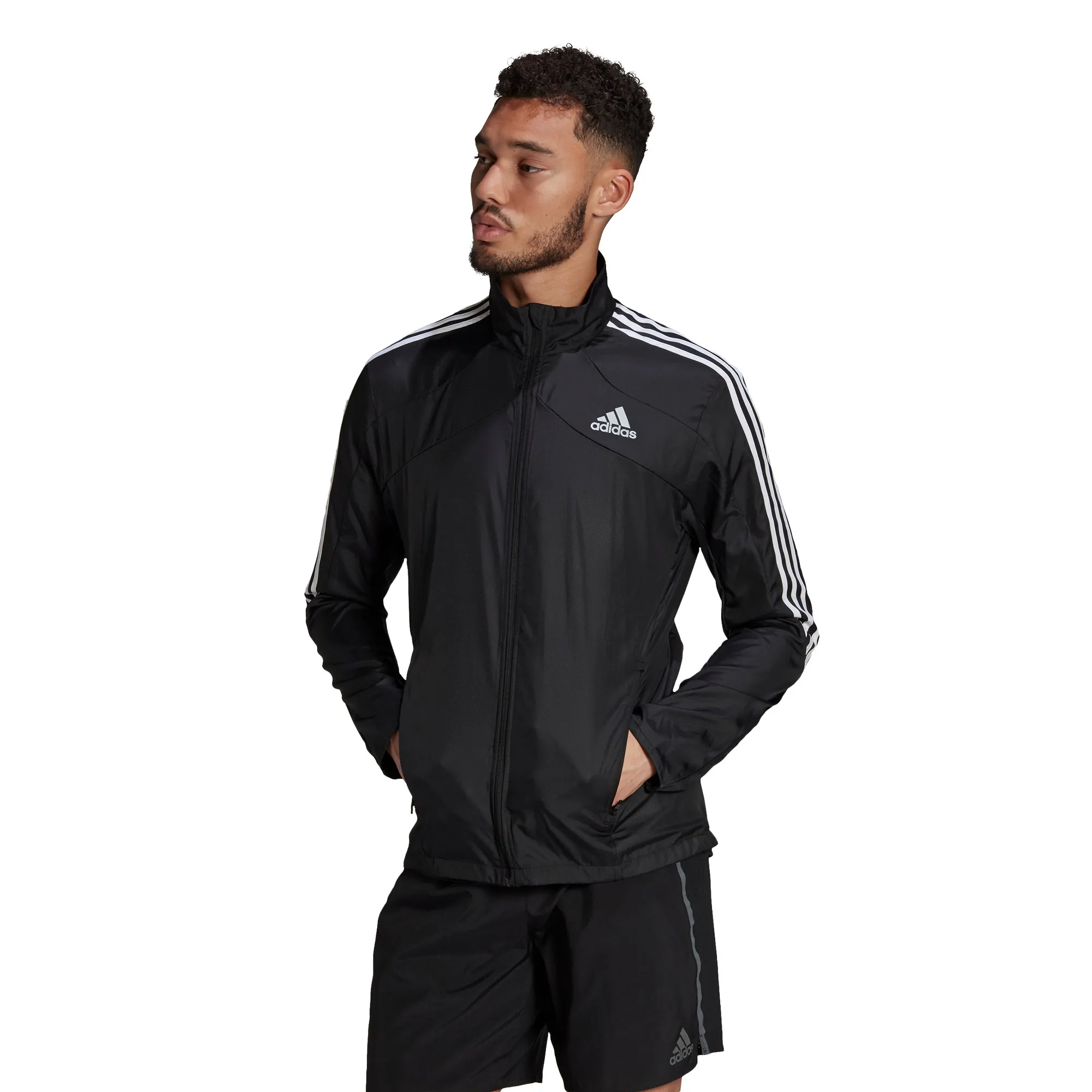 Adidas Men&#x27;s Adidas Marathon Jacket 3 Stripe Black/White | Buy Adidas Men&#x27;s Adidas Marathon Jacket 3 Stripe Black/White here | Outnorth