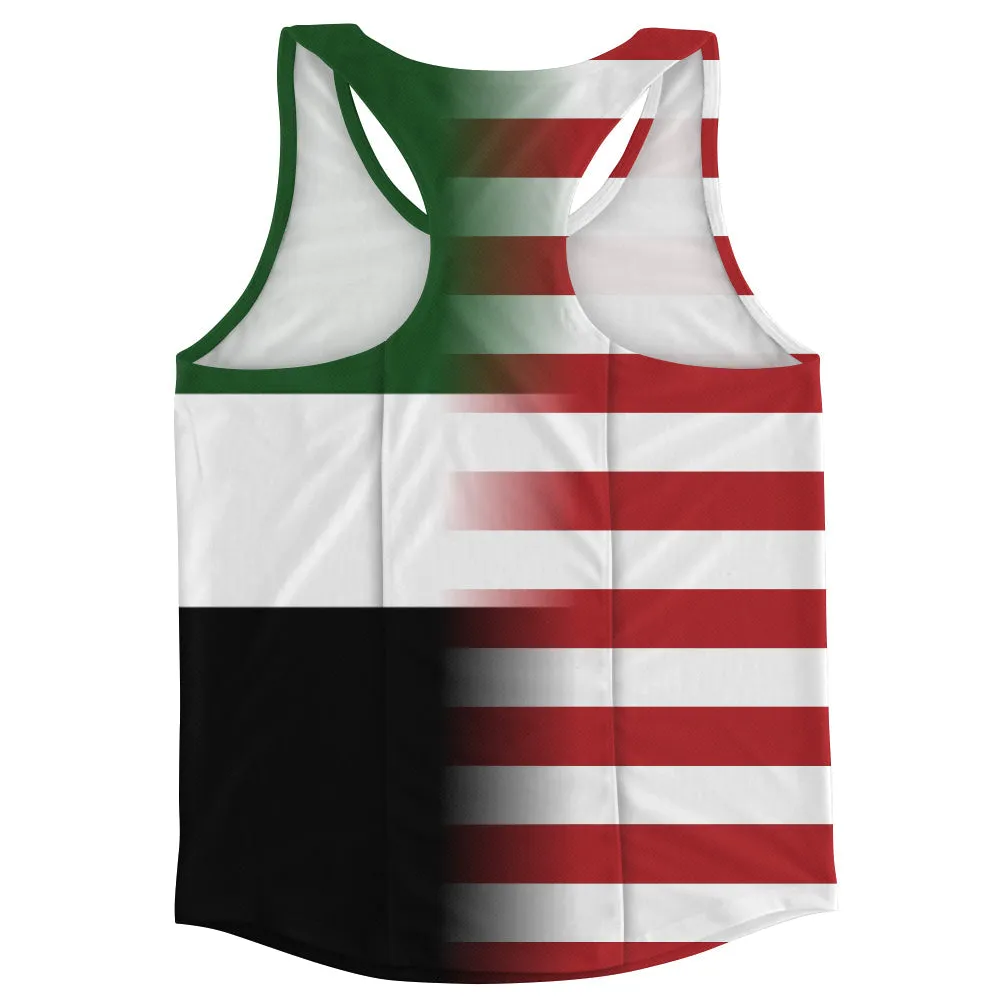American Flag And Syria Flag Combination Running Racerback Singlet Track Tank Top