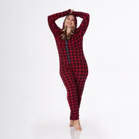 anniversary plaid women's ls jumpsuit w/ hood
