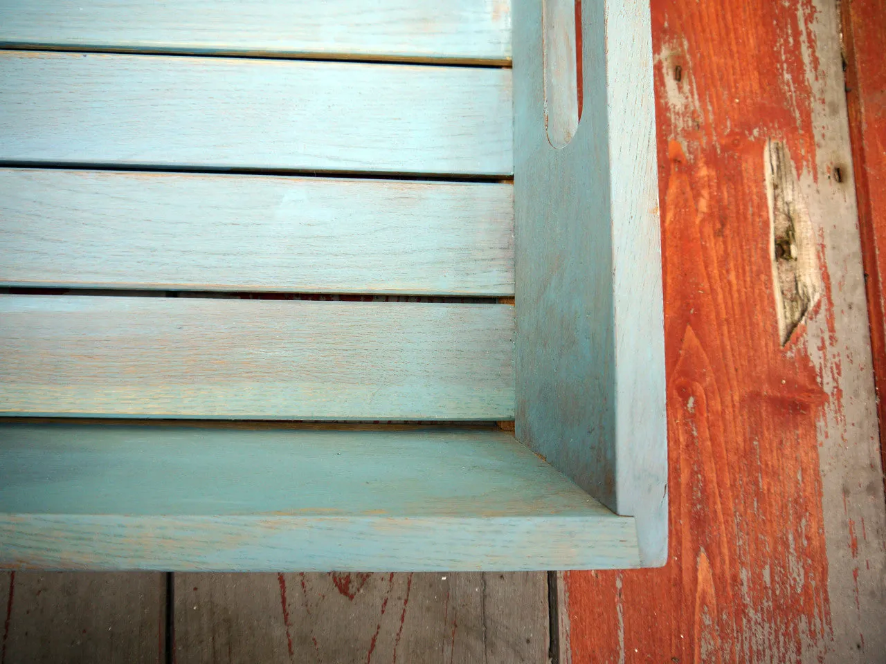 Beautiful big solid wood serving tray hand painted in Miss Mustard Seed Milk Paint