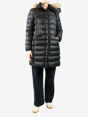 Black long puffer coat - size UK 14