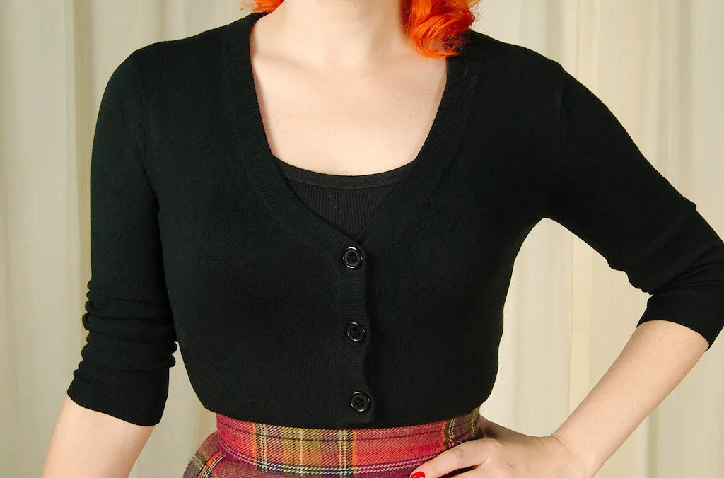 Black Pinup Cropped Cardigan