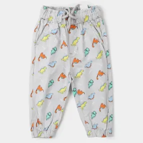 Boys Cotton Pant Print Dino - GREY