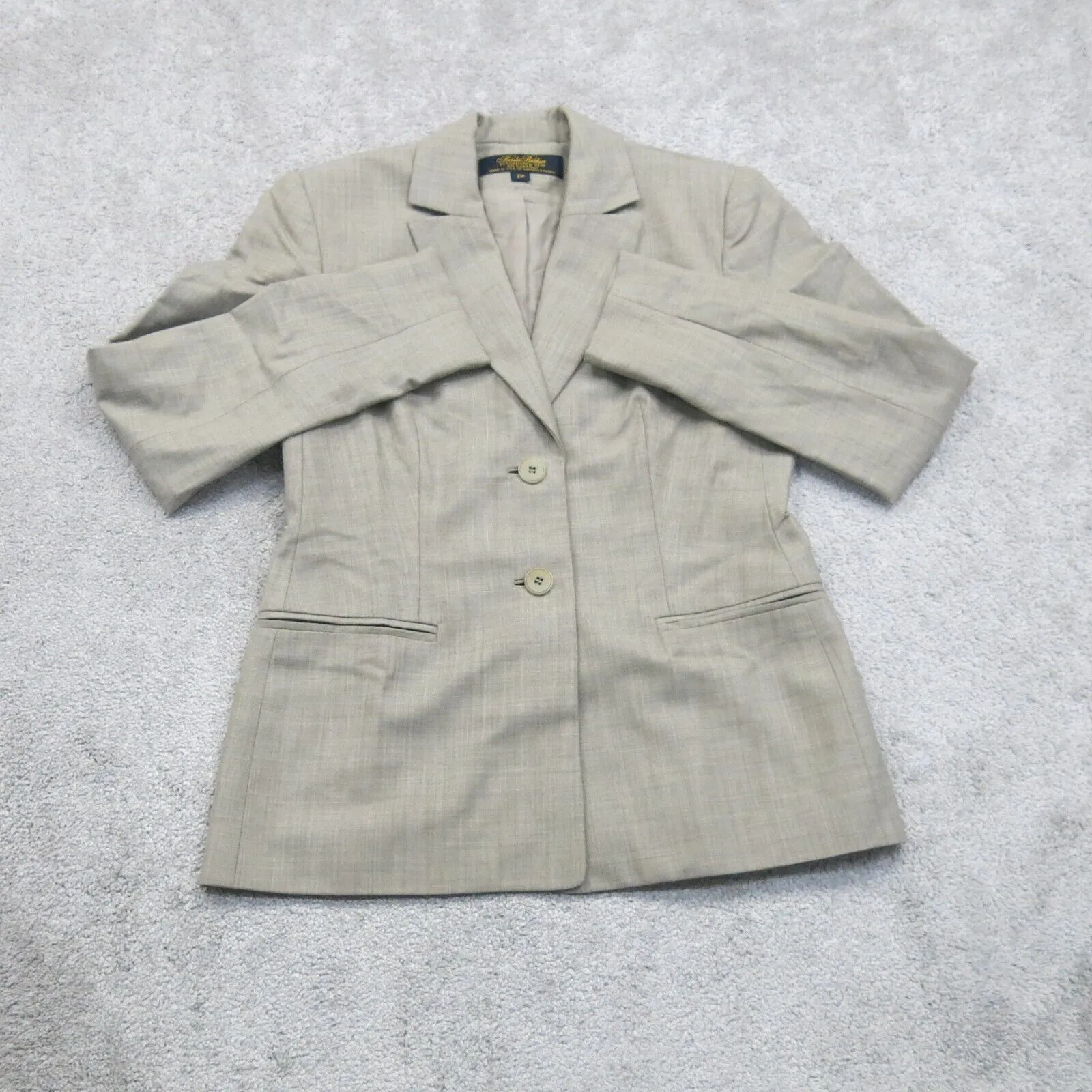 Brooks Brothers Womens Blazer Coat Single Breasted Long Sleeves Gray Size 2P