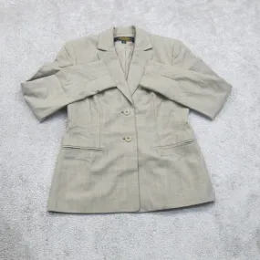 Brooks Brothers Womens Blazer Coat Single Breasted Long Sleeves Gray Size 2P