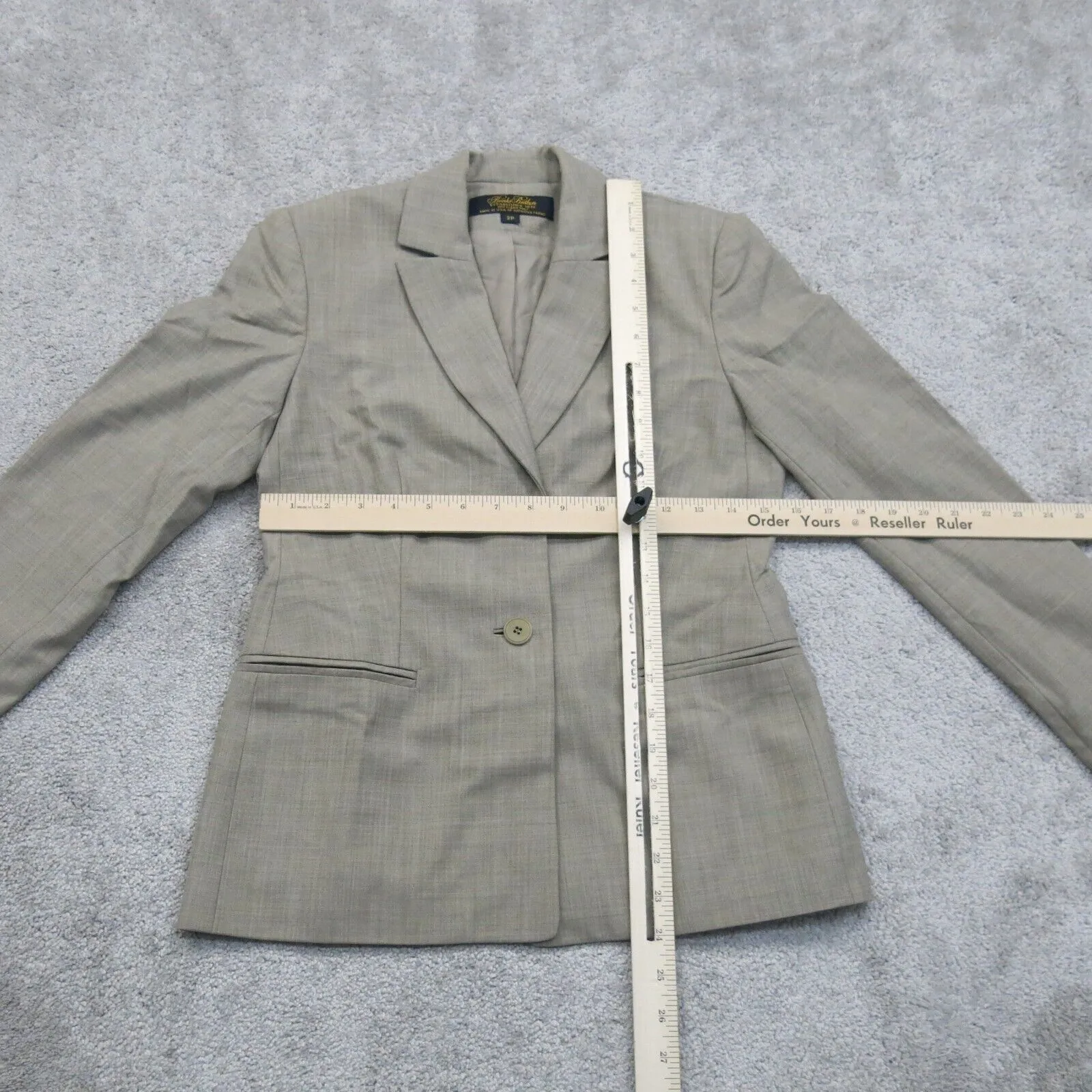 Brooks Brothers Womens Blazer Coat Single Breasted Long Sleeves Gray Size 2P