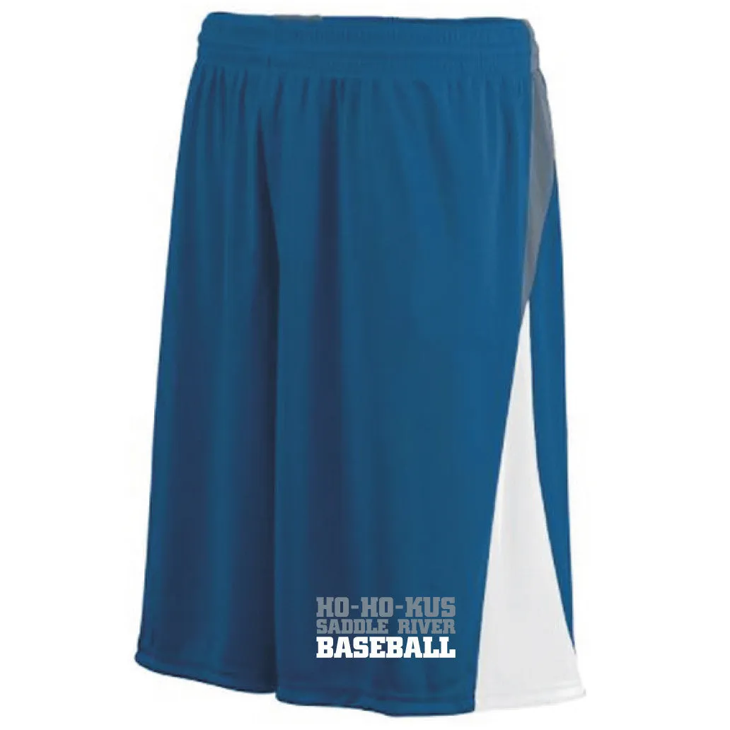 Copy of <FONT COLOR="red">P.E. APPROVED FOR BOYS & GIRLS </FONT><BR>AUGUSTA Moisture Wicking Shorts with Pockets <br>NAVY with WHITE INK