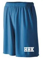 Copy of <FONT COLOR="red">P.E. APPROVED FOR BOYS & GIRLS </FONT><BR>AUGUSTA Moisture Wicking Shorts with Pockets <br>NAVY with WHITE INK
