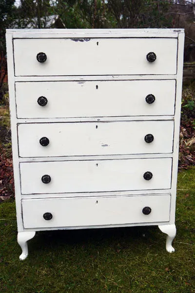 Custom Order for Elizabeth refurbished vintage chest of drawers in Miss Mustard  Seed Linen