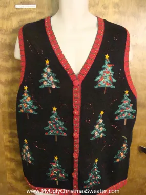 Decorated Trees Cheesy Christmas Sweater Vest