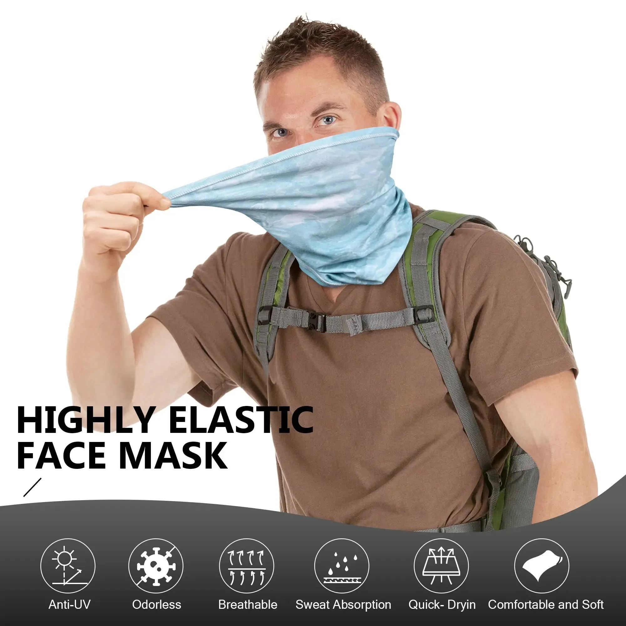 EXSki UV Neck Gaiter Mask, UPF 50 Bandana Face Mask Breathable Sun Face Cover Balaclava for Fishing Running