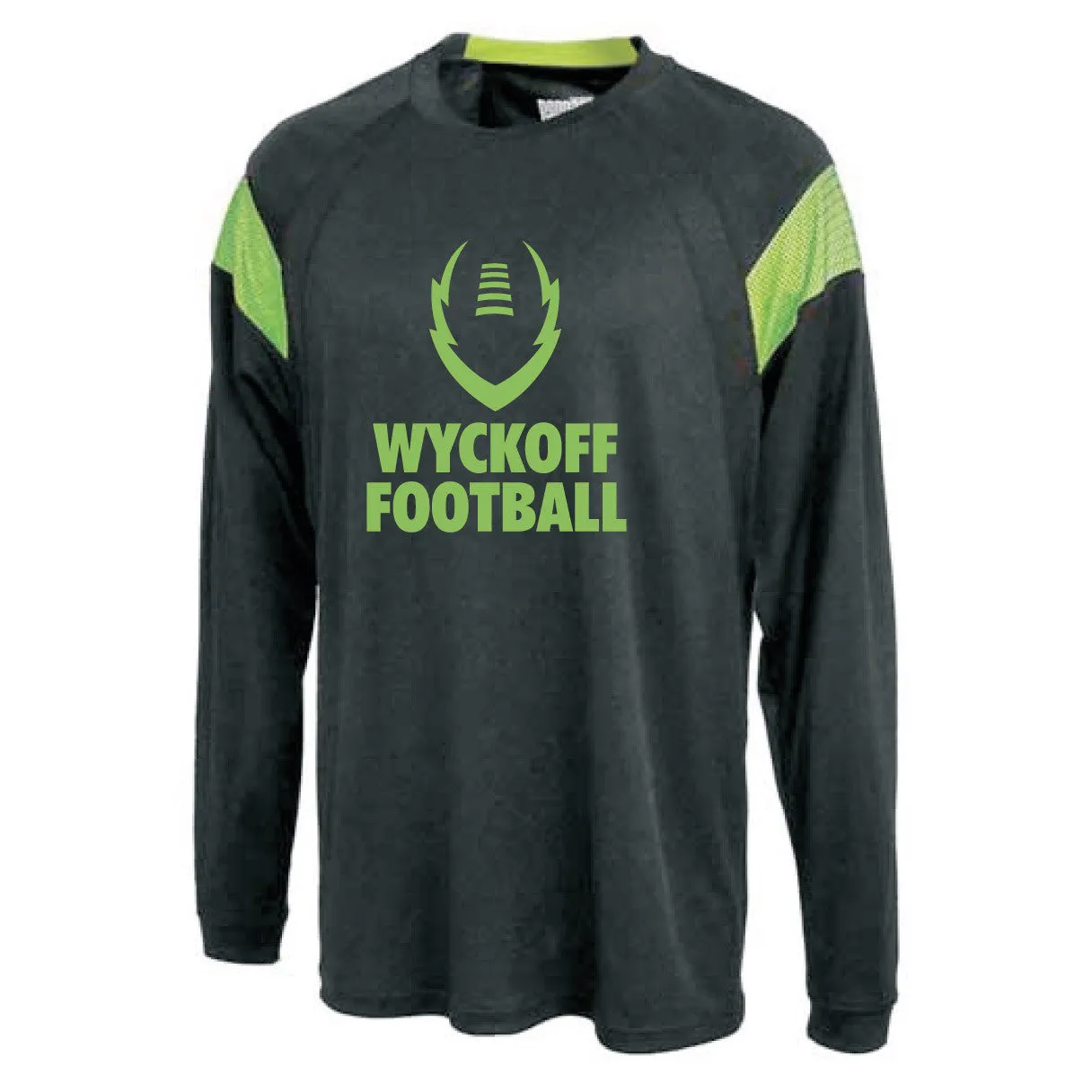 FADEOUT LONG SLEEVE MOISTURE WICKING SHIRT / BLACK w/ NEON GREEN TRIM