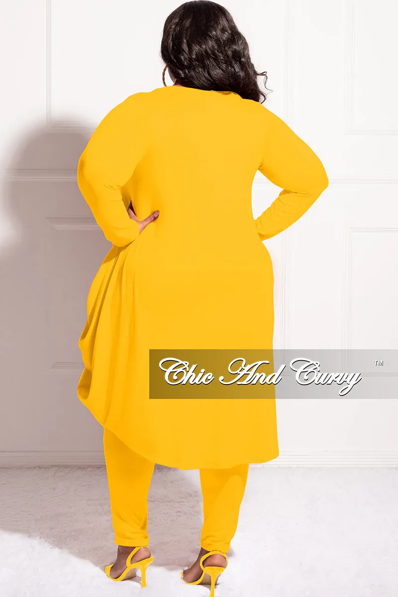Final Sale Plus Size 2pc High Low Top and Leggings Set in Mustard