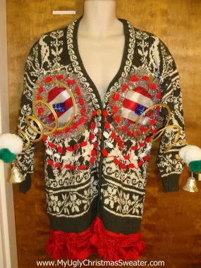 Funny Naughty 3D Springy Boobs Ugly Xmas Sweater Cardigan