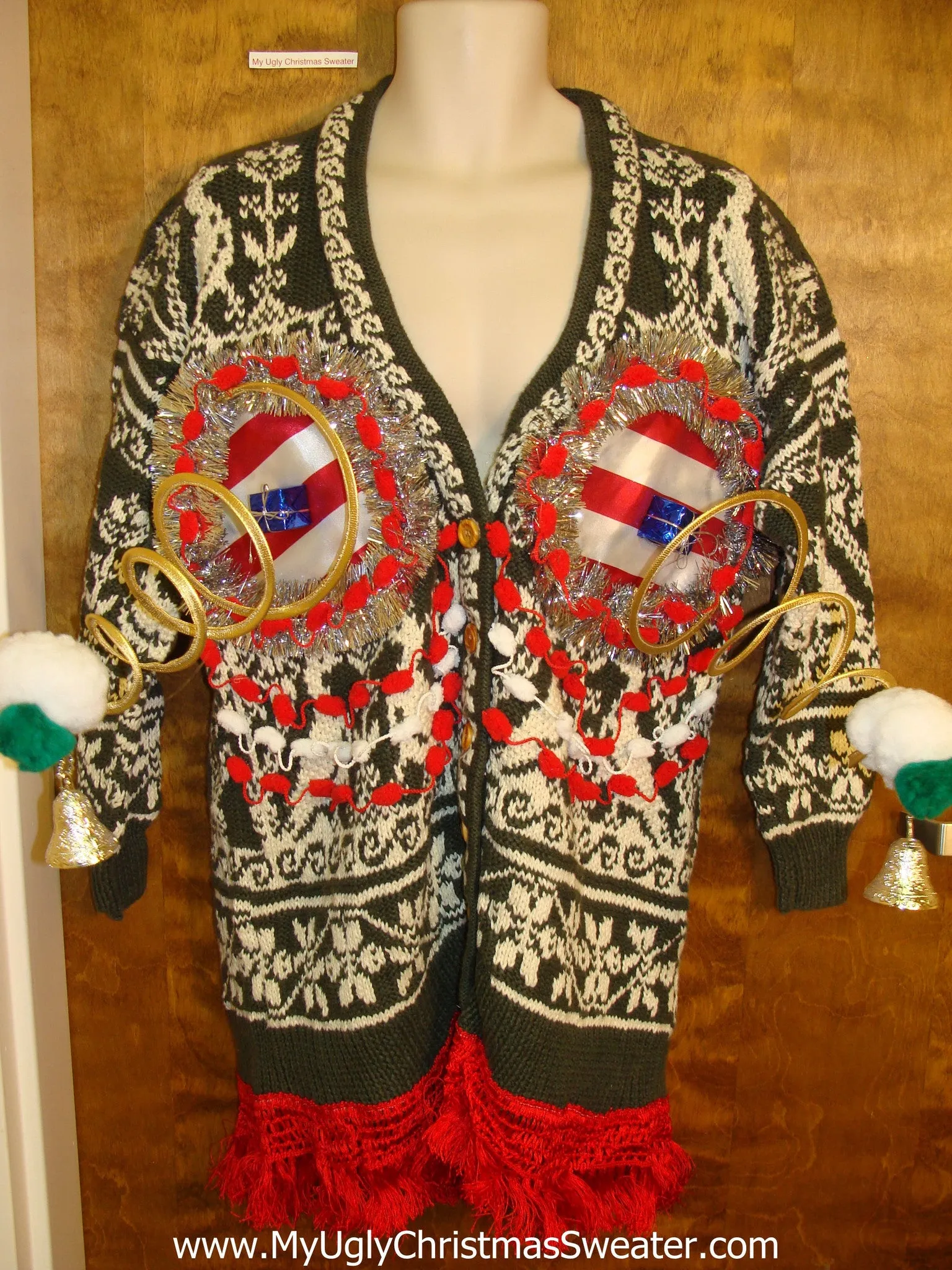 Funny Naughty 3D Springy Boobs Ugly Xmas Sweater Cardigan