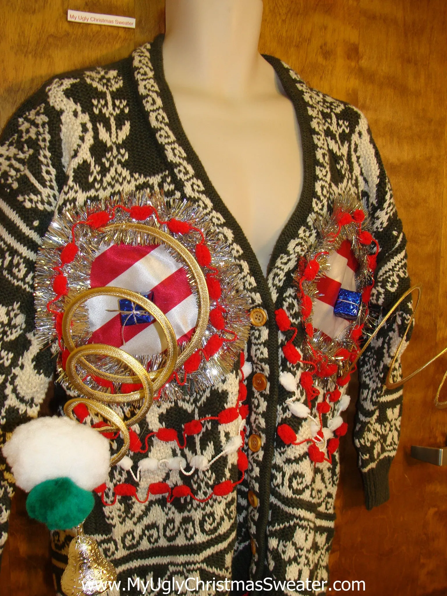 Funny Naughty 3D Springy Boobs Ugly Xmas Sweater Cardigan