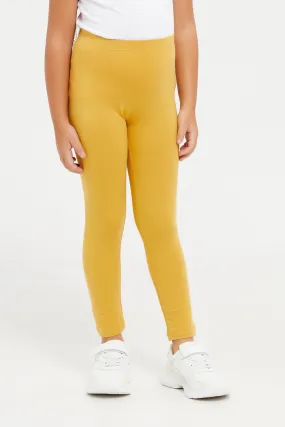 Girls Mustard Placement Print Legging