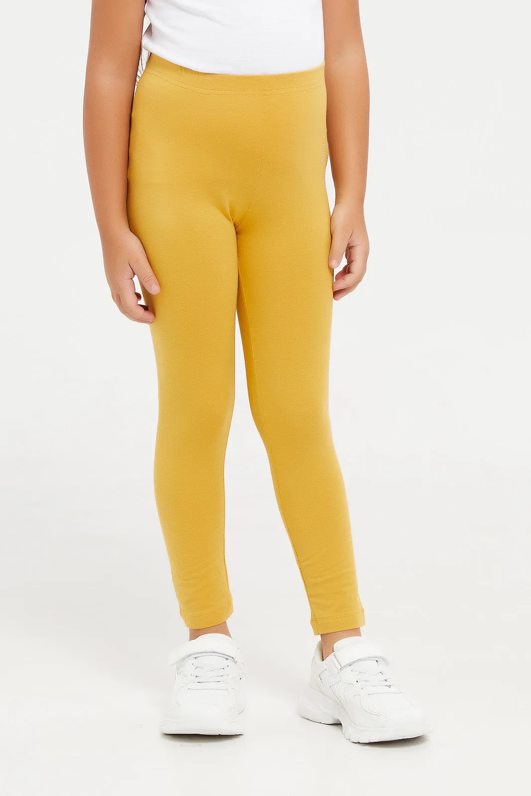 Girls Mustard Placement Print Legging