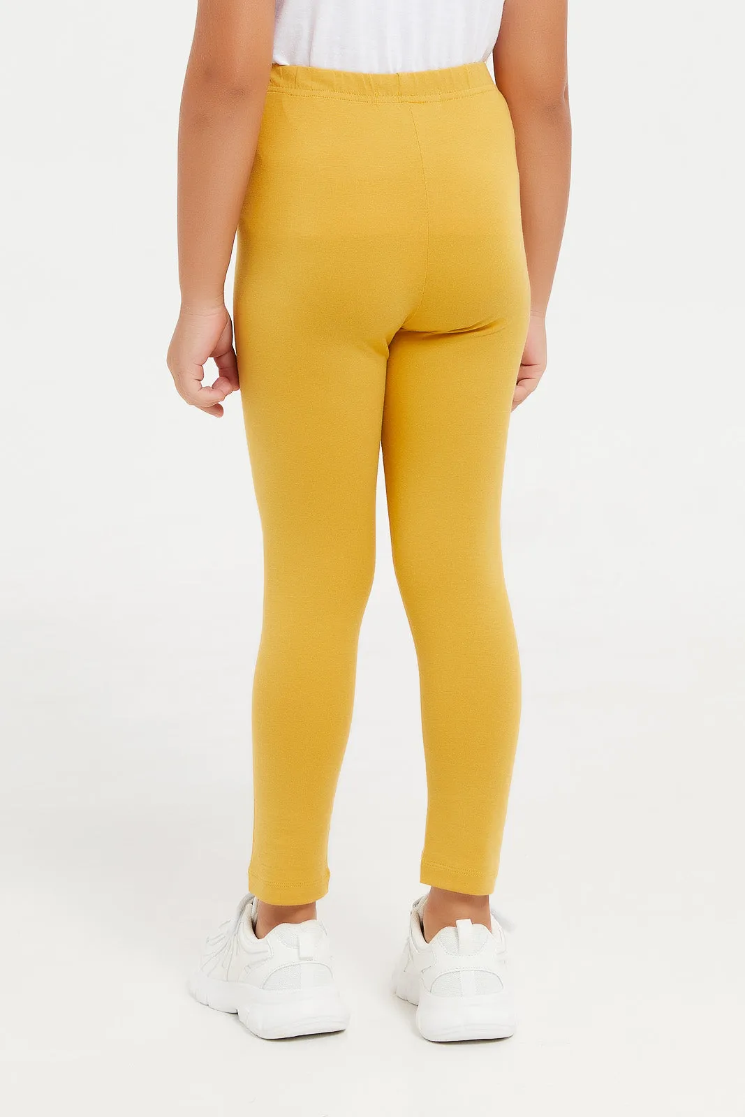 Girls Mustard Placement Print Legging