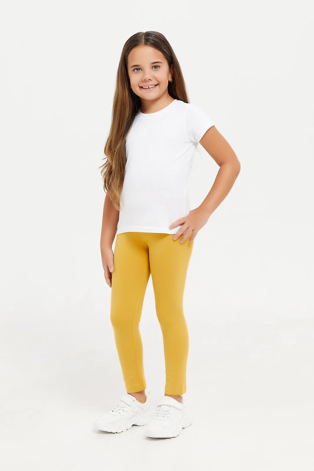 Girls Mustard Placement Print Legging