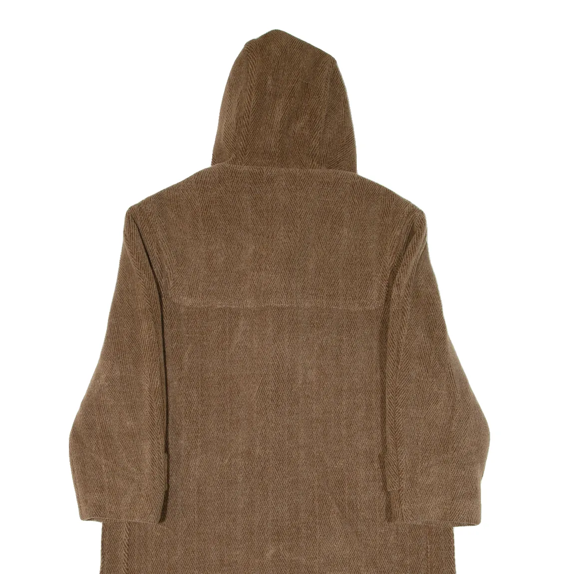 GLOVERALL Womens Duffle Coat Brown Knit Wool Hooded Herringbone L