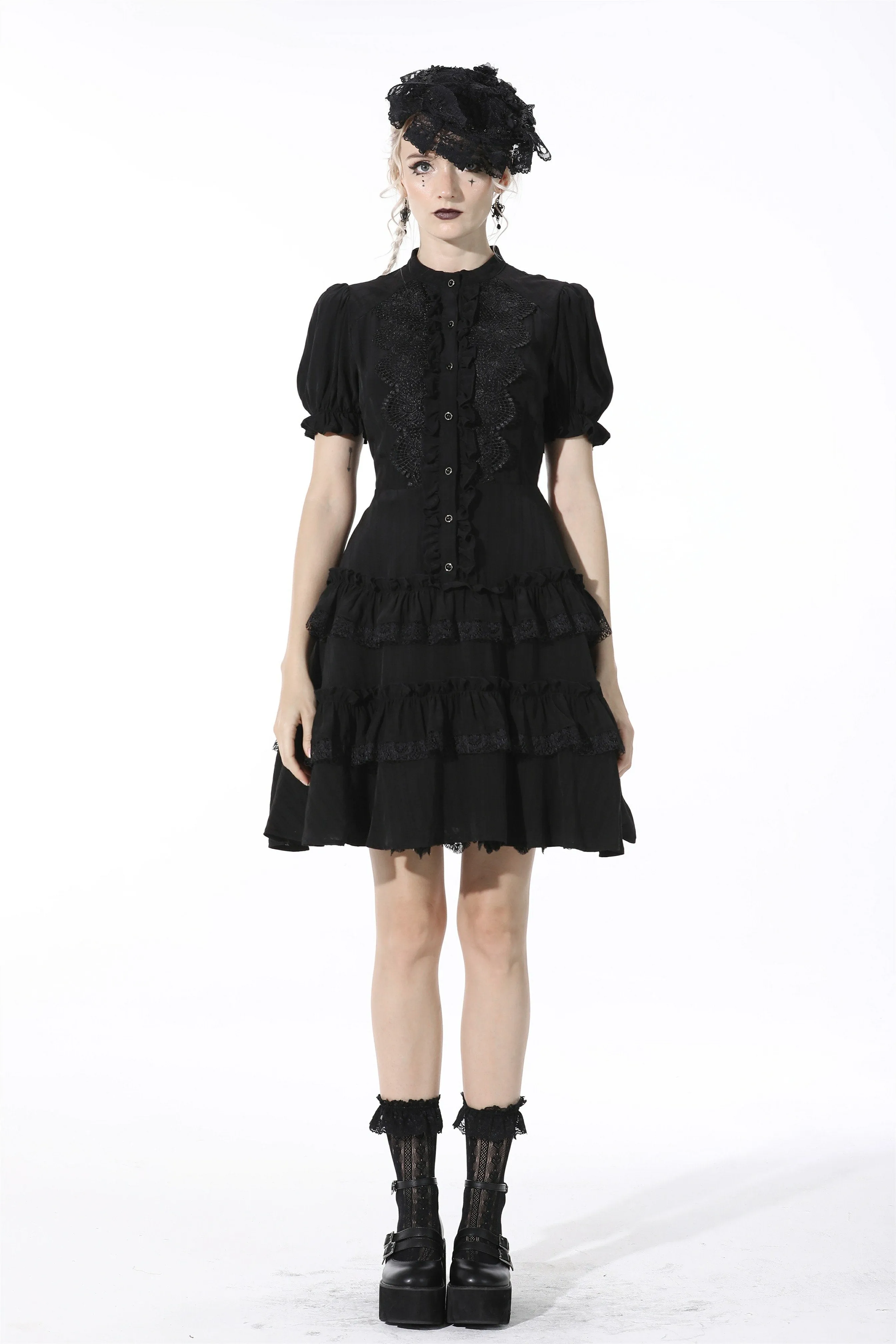 Gothic princess vertical layered shirtwaist dress DW528