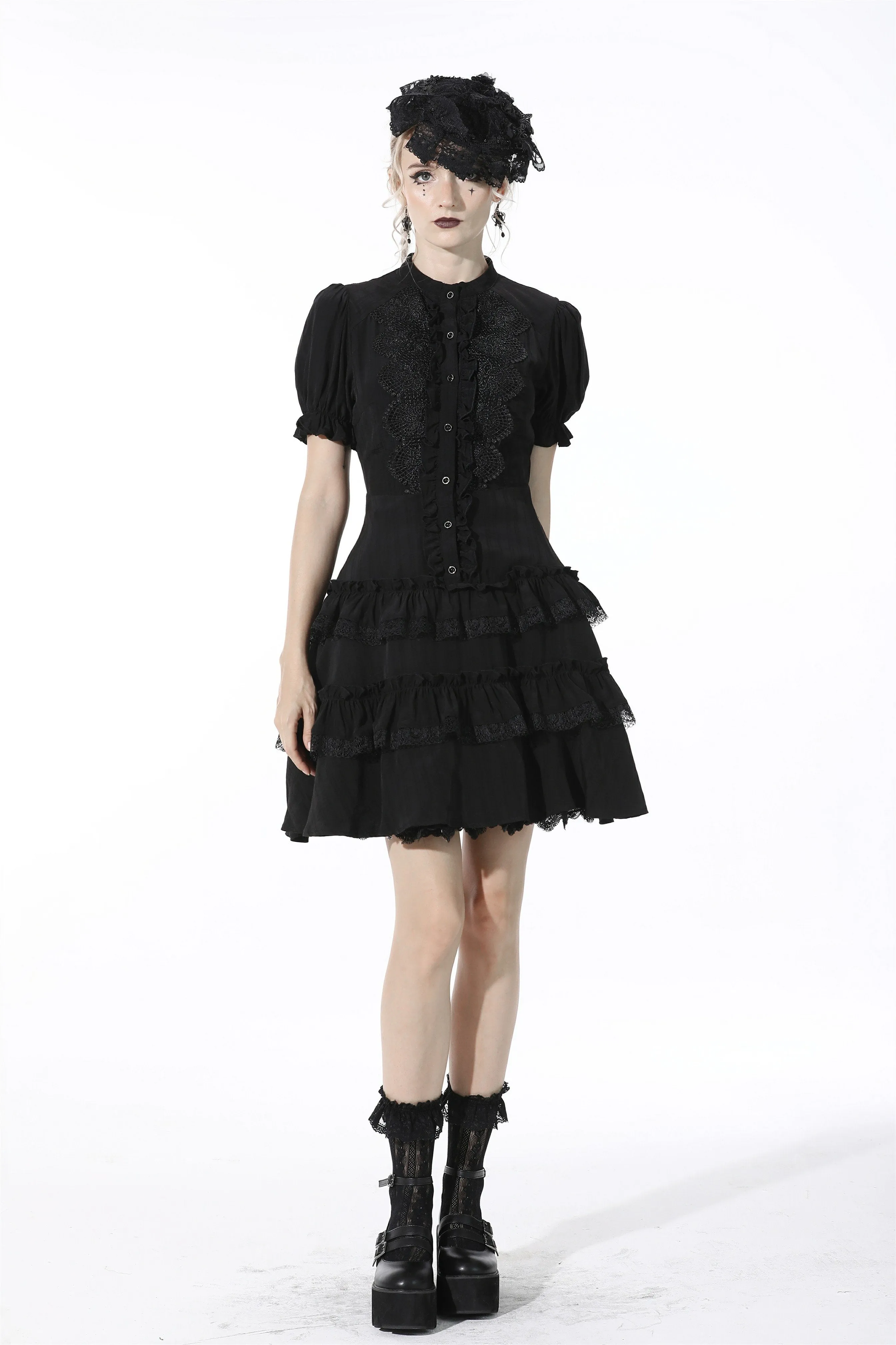 Gothic princess vertical layered shirtwaist dress DW528