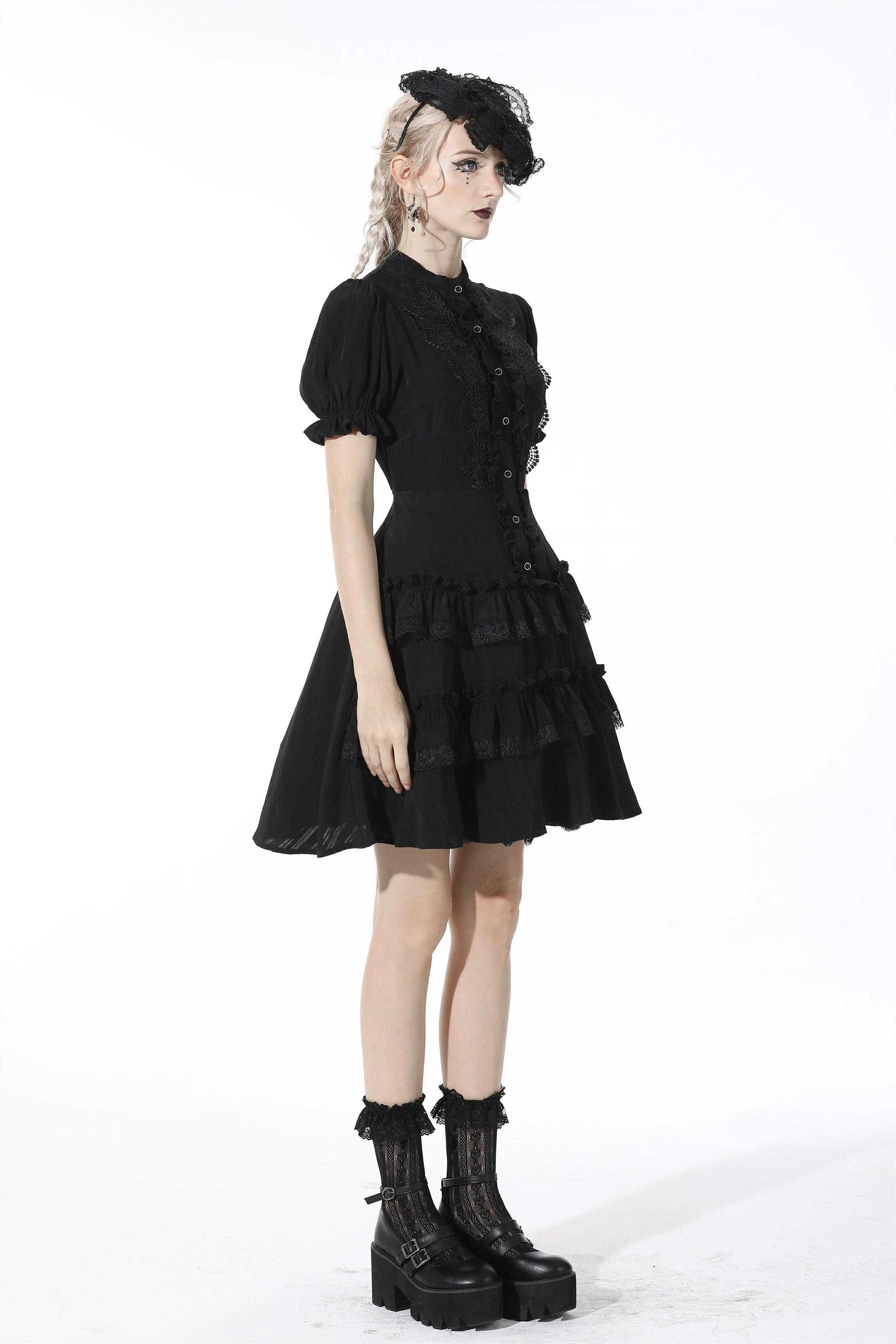Gothic princess vertical layered shirtwaist dress DW528