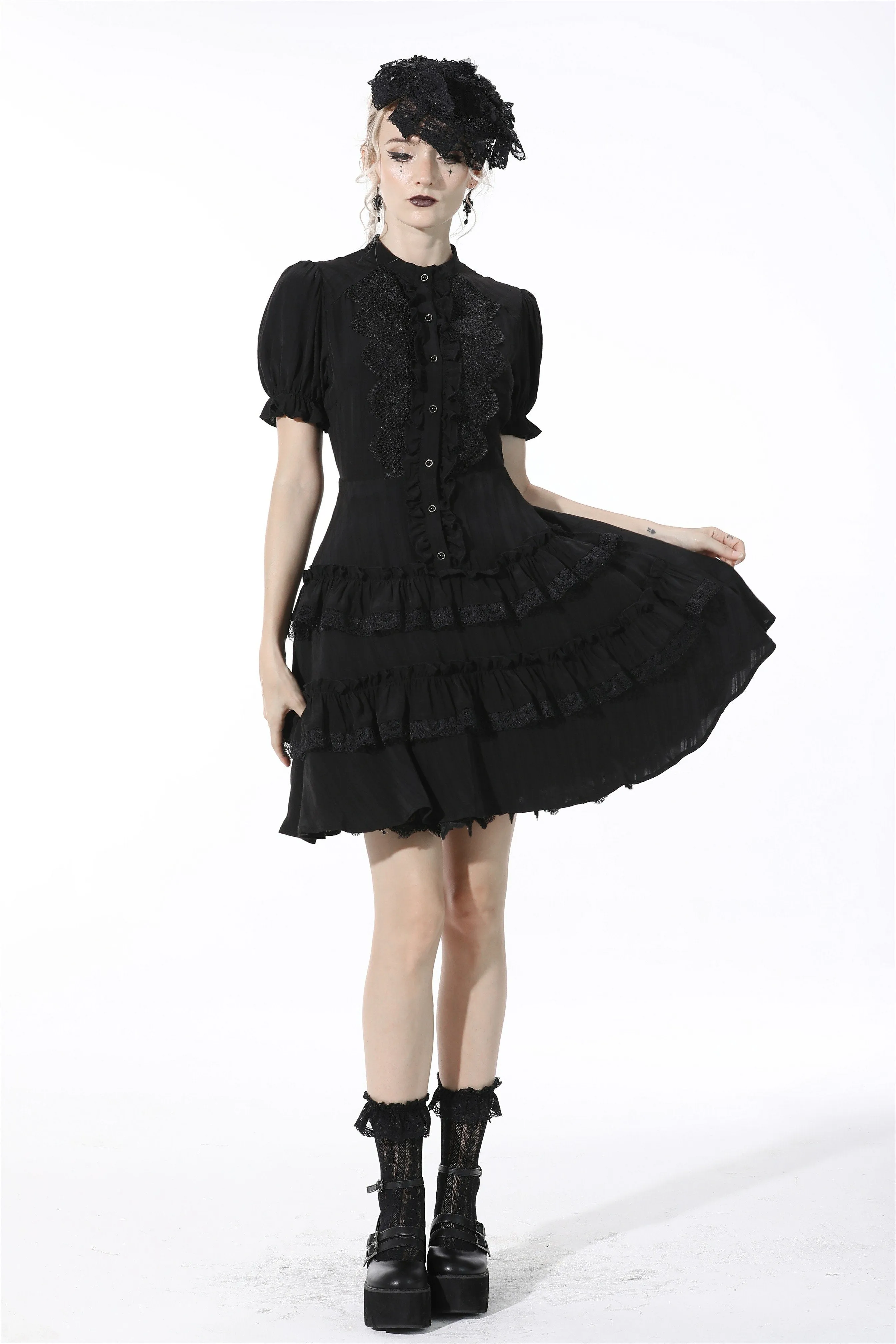 Gothic princess vertical layered shirtwaist dress DW528