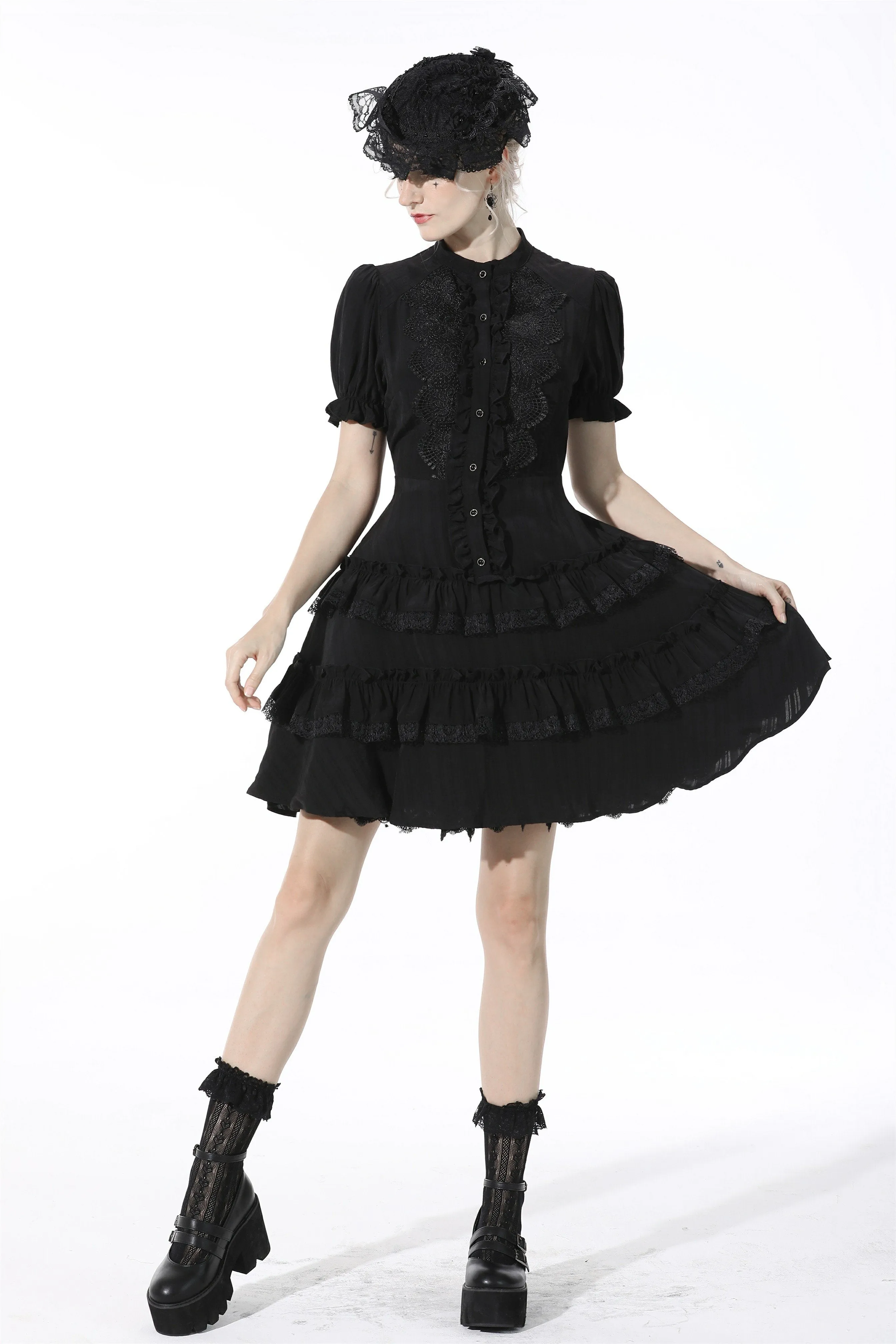 Gothic princess vertical layered shirtwaist dress DW528