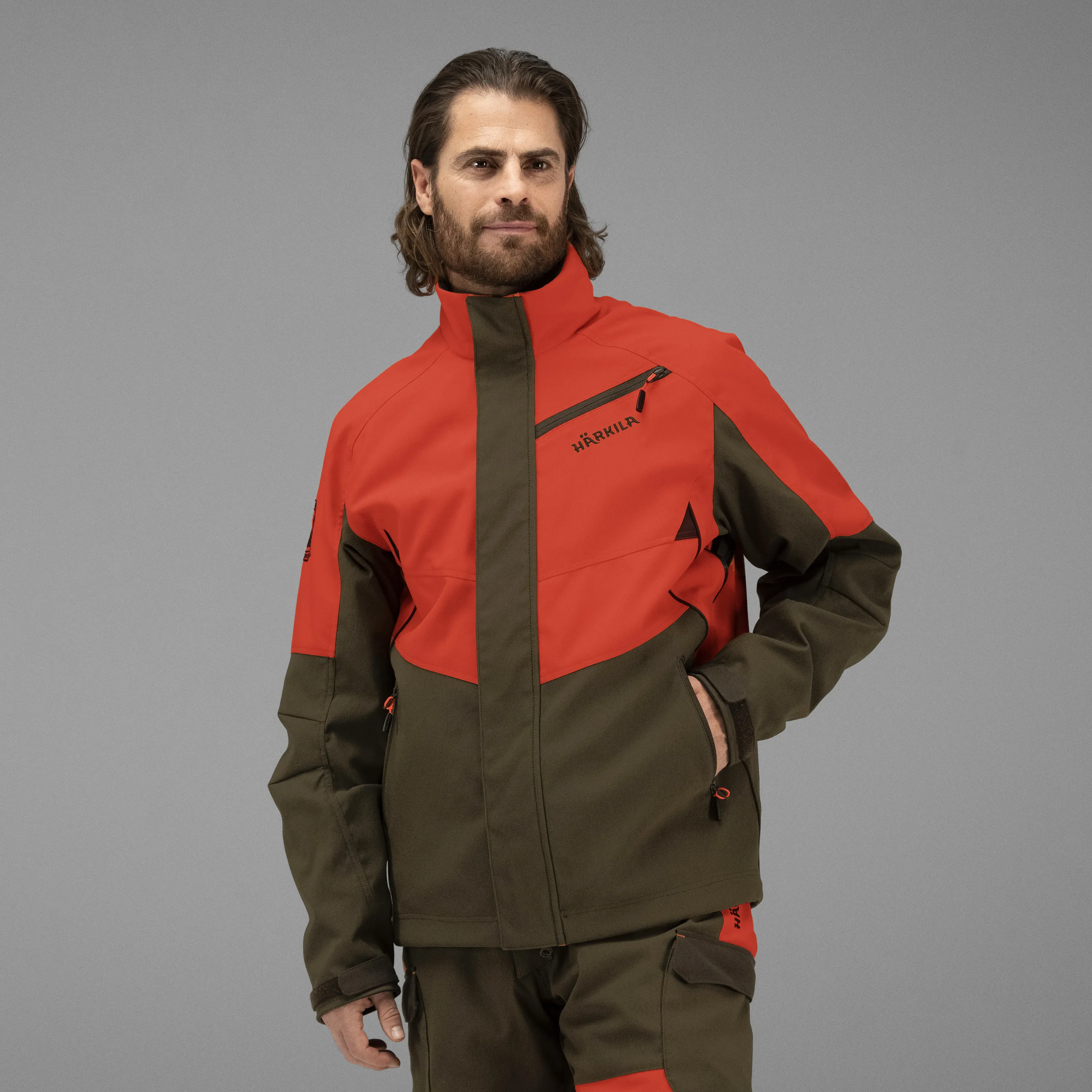 Härkila Men&#x27;s Wildboar Pro Jacket Wildboar Orange/Willow Green | Buy Härkila Men&#x27;s Wildboar Pro Jacket Wildboar Orange/Willow Green here | Outnorth