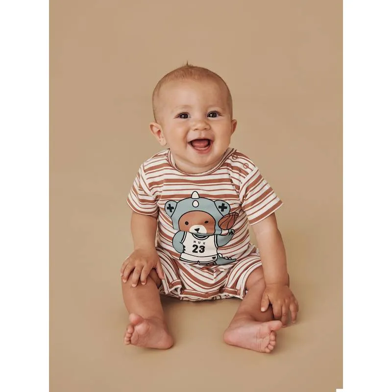 Huxbaby B-Ball Dino BEAR  Short Romper