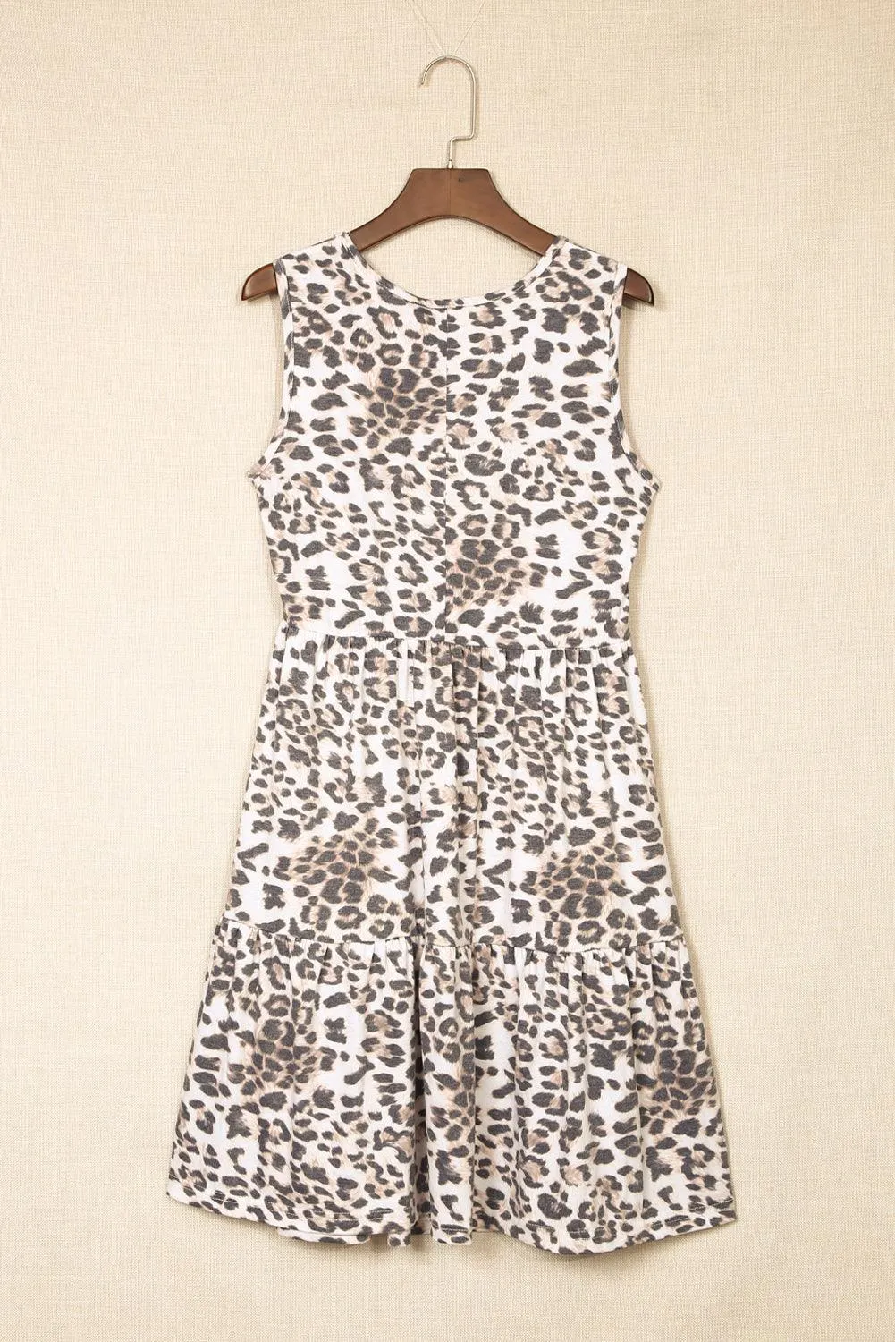 Leopard Print Layered Ruffled Sleeveless Mini Dress