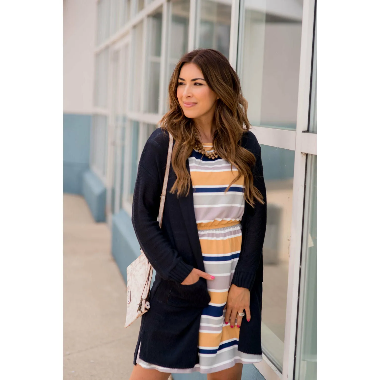 Mixed Stripe Pocket Tee Dress