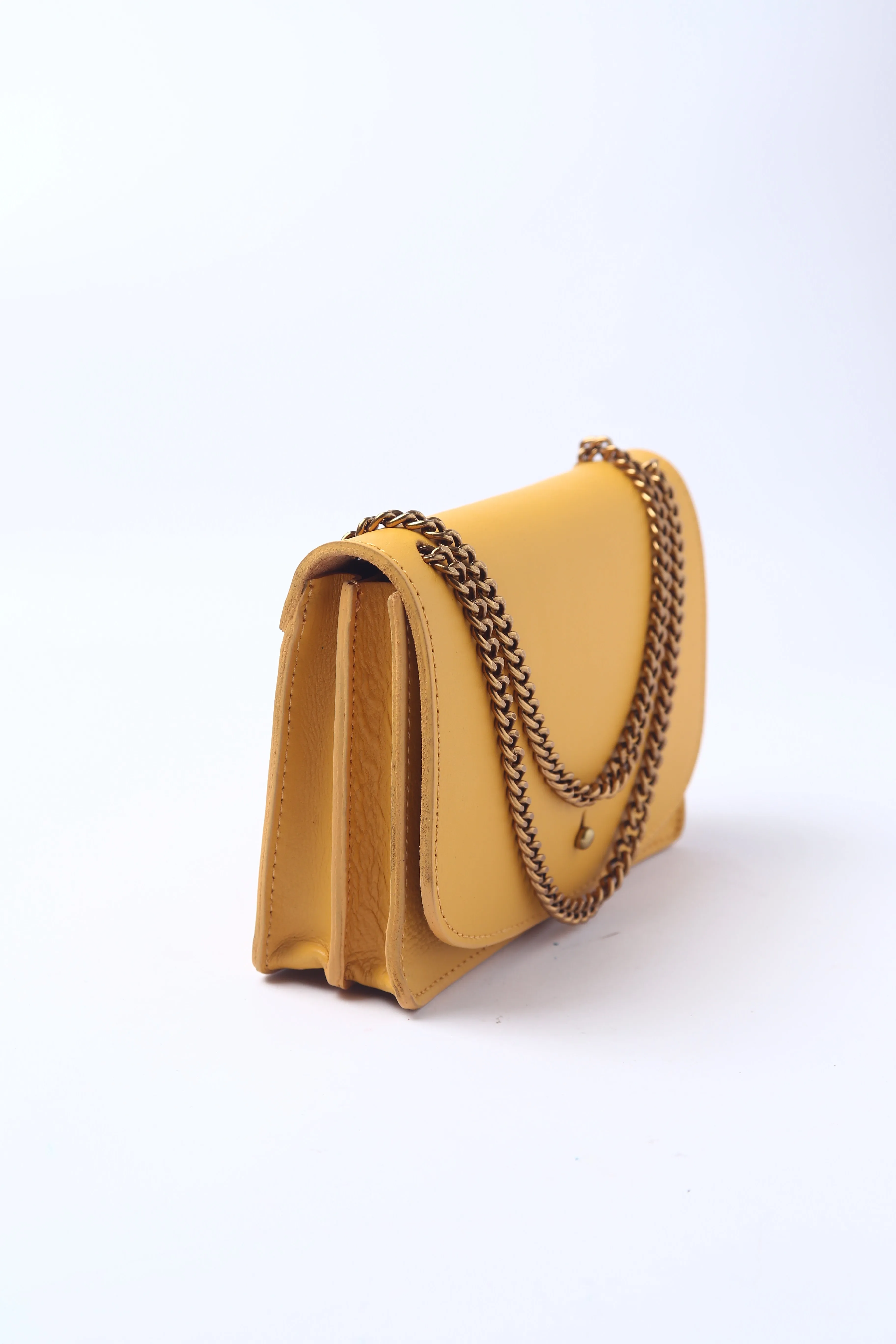 Mustard Yellow Leather Small Crossbody Bag