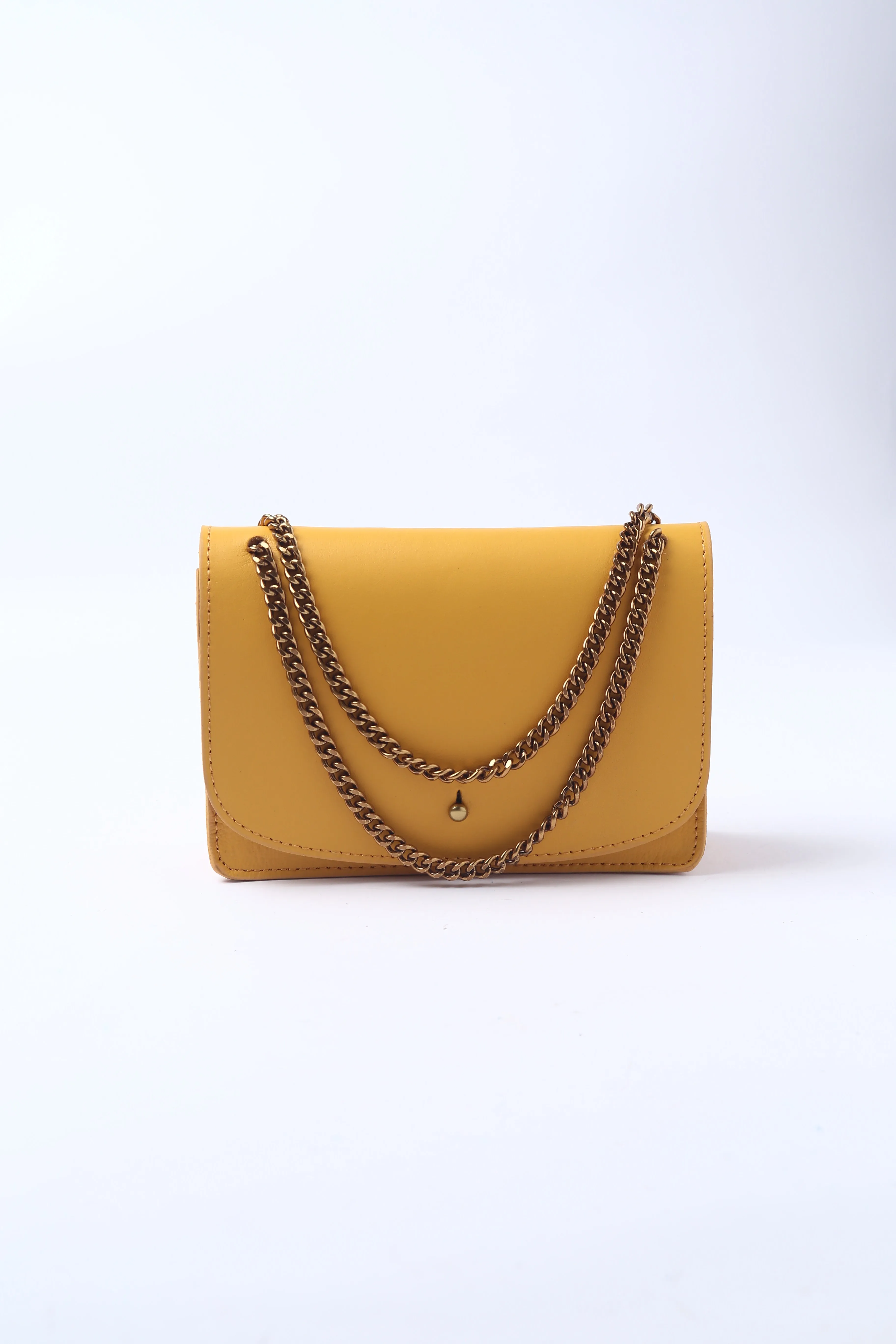 Mustard Yellow Leather Small Crossbody Bag
