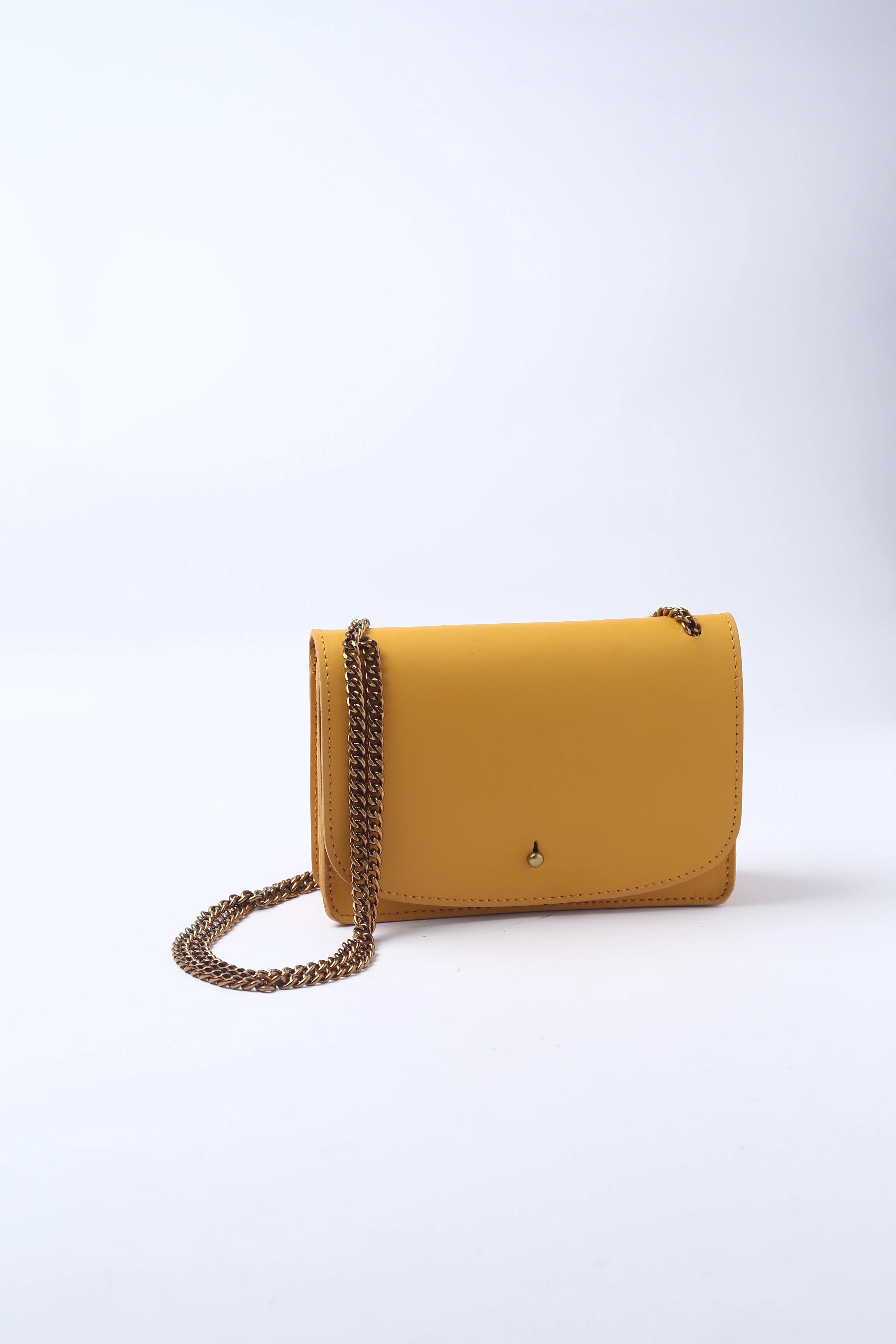 Mustard Yellow Leather Small Crossbody Bag