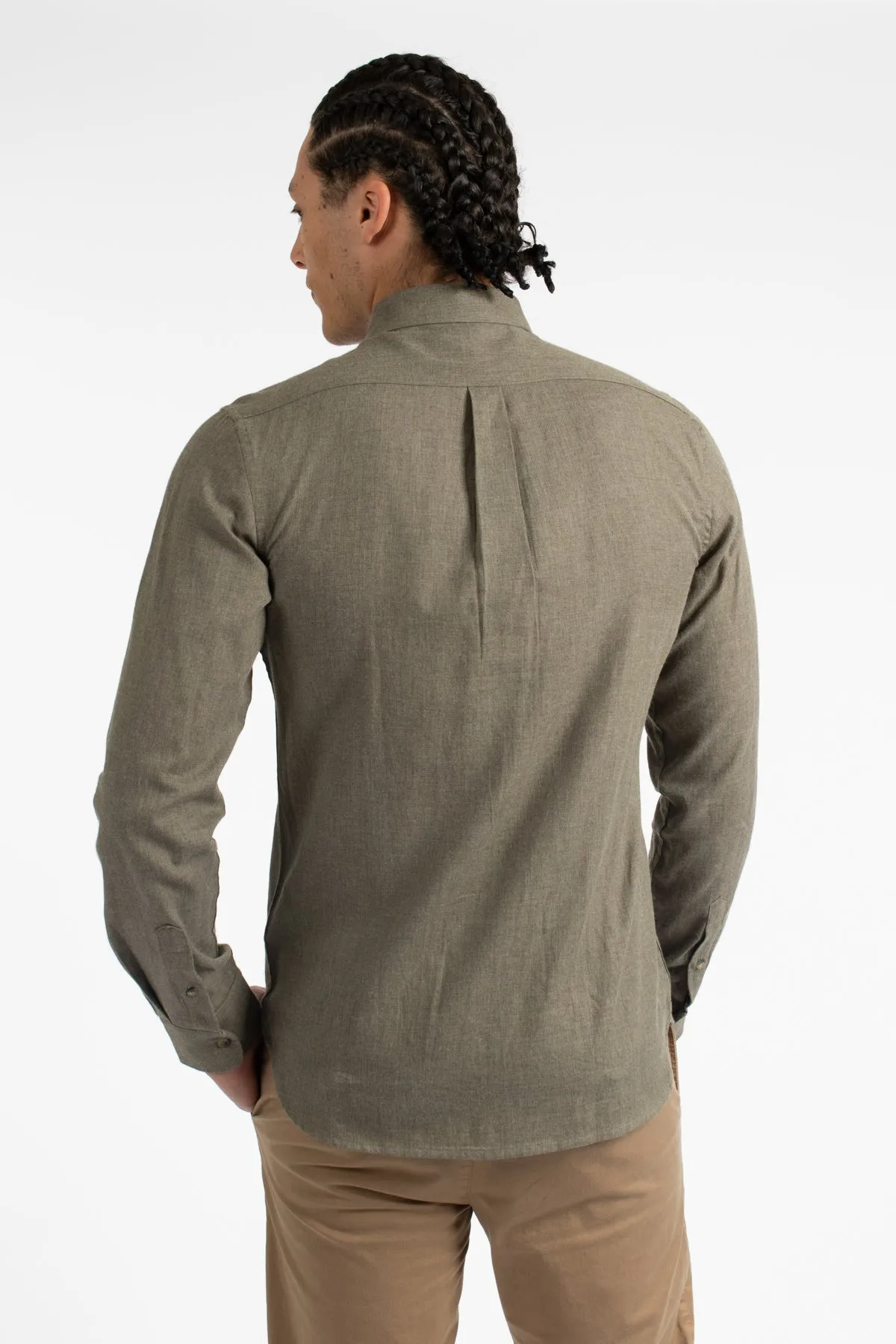 Olive Flannel Cotton Marle Shirt