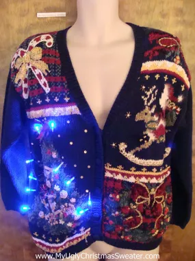 Ornate 80s Horrible Light Up Ugly Xmas Sweater