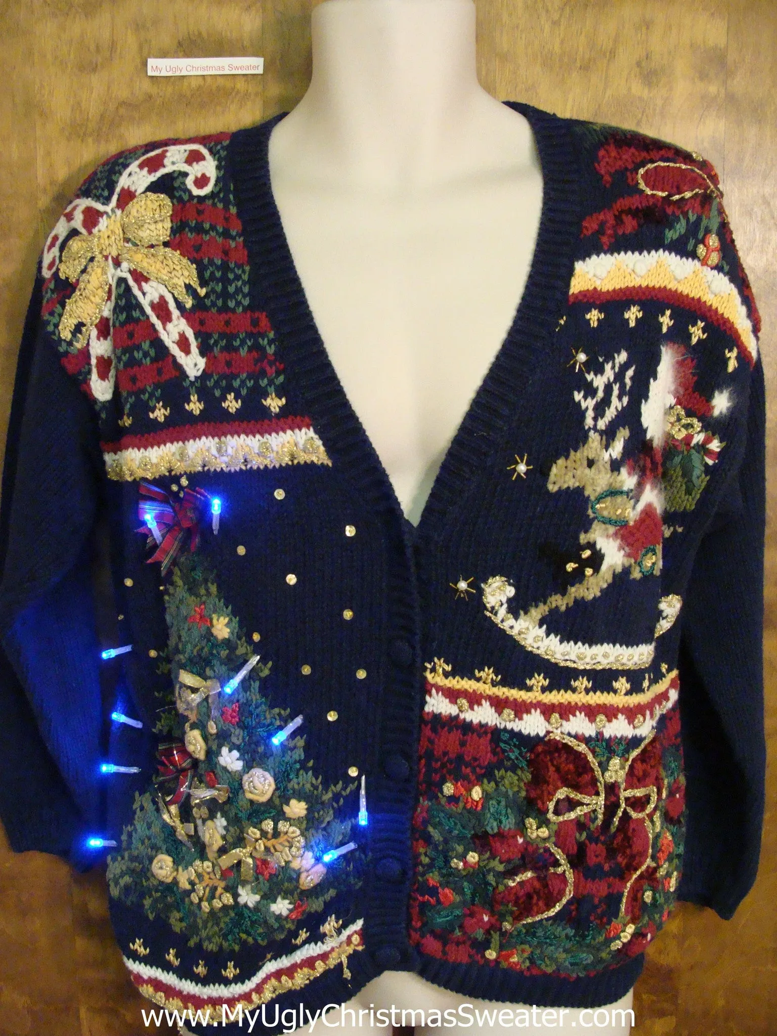 Ornate 80s Horrible Light Up Ugly Xmas Sweater