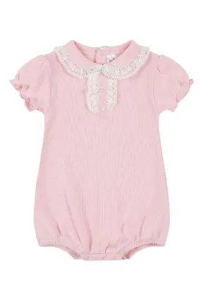 Romper with lace detail collar / Pink