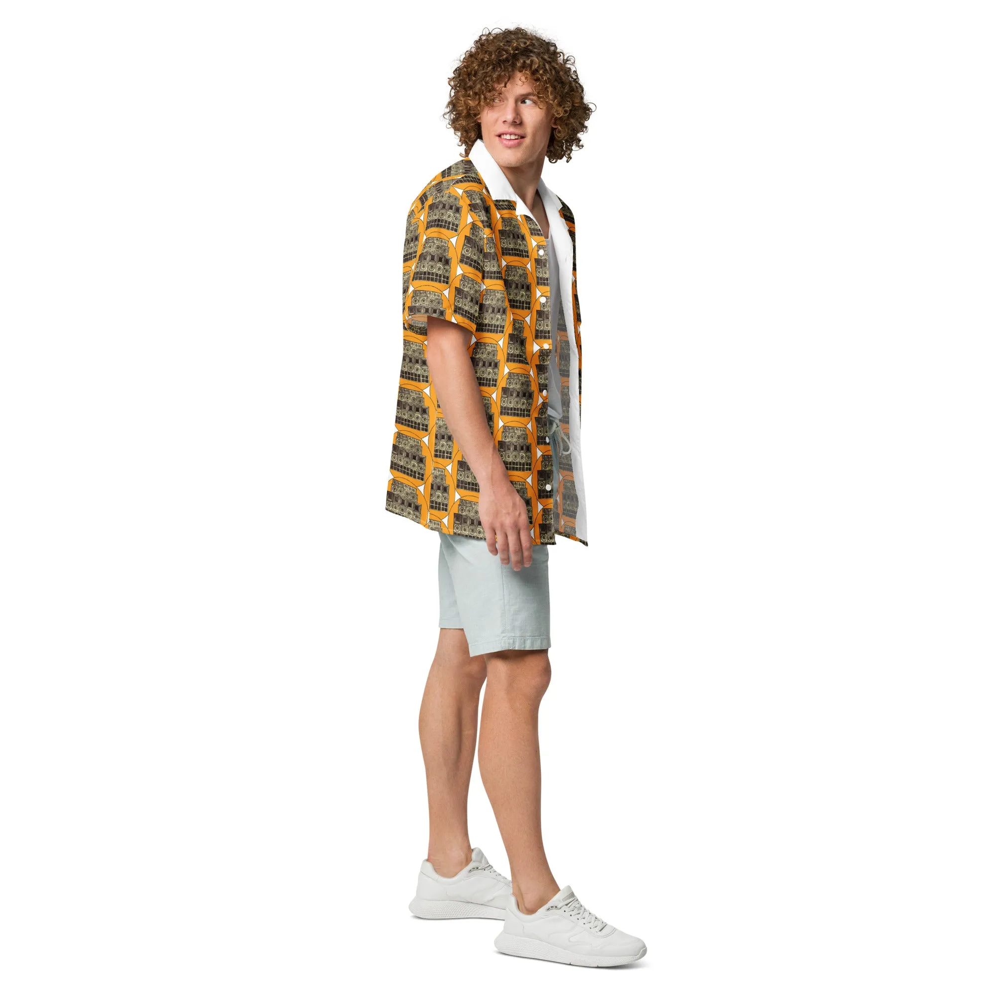 Speaker Stack Yellow Button Shirt