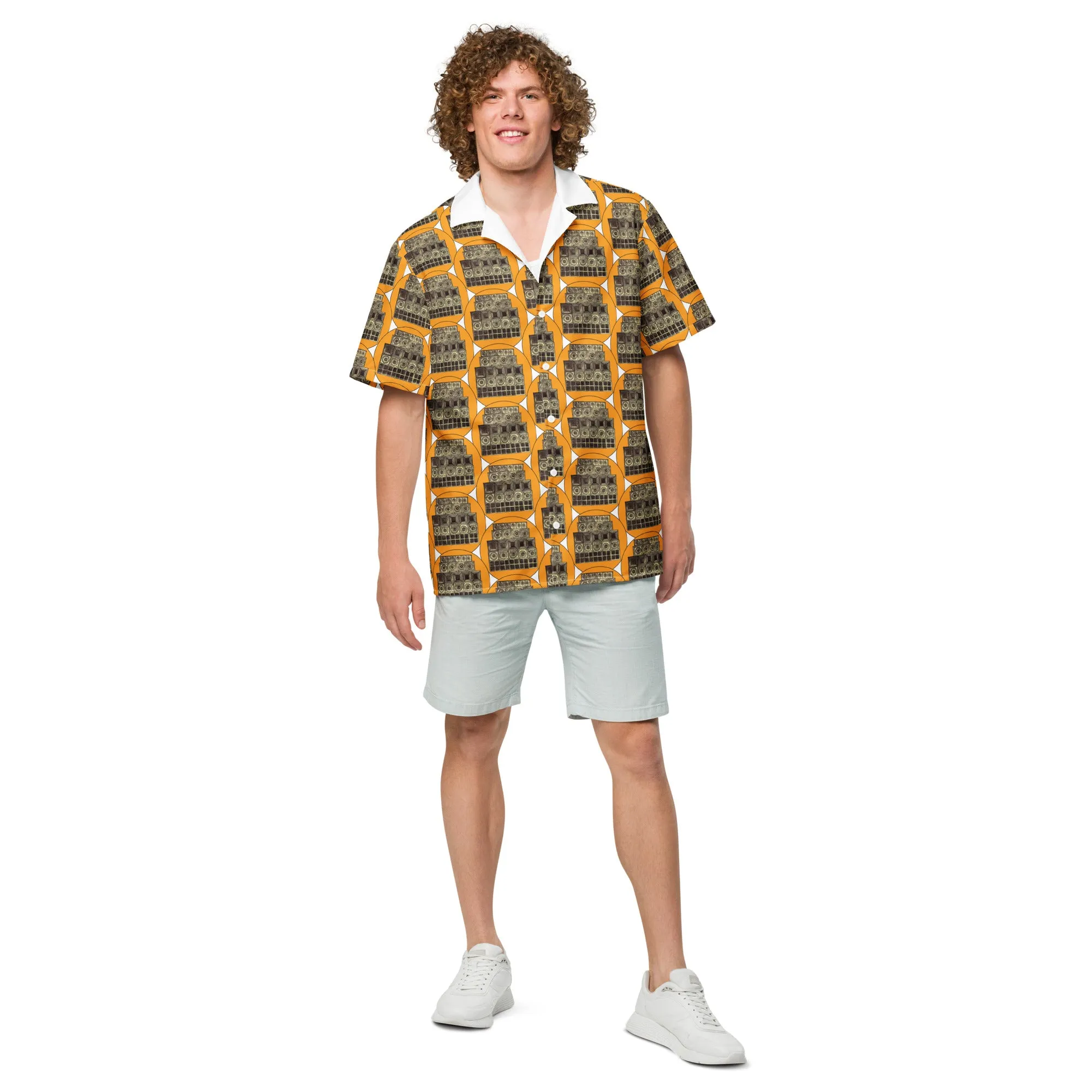 Speaker Stack Yellow Button Shirt