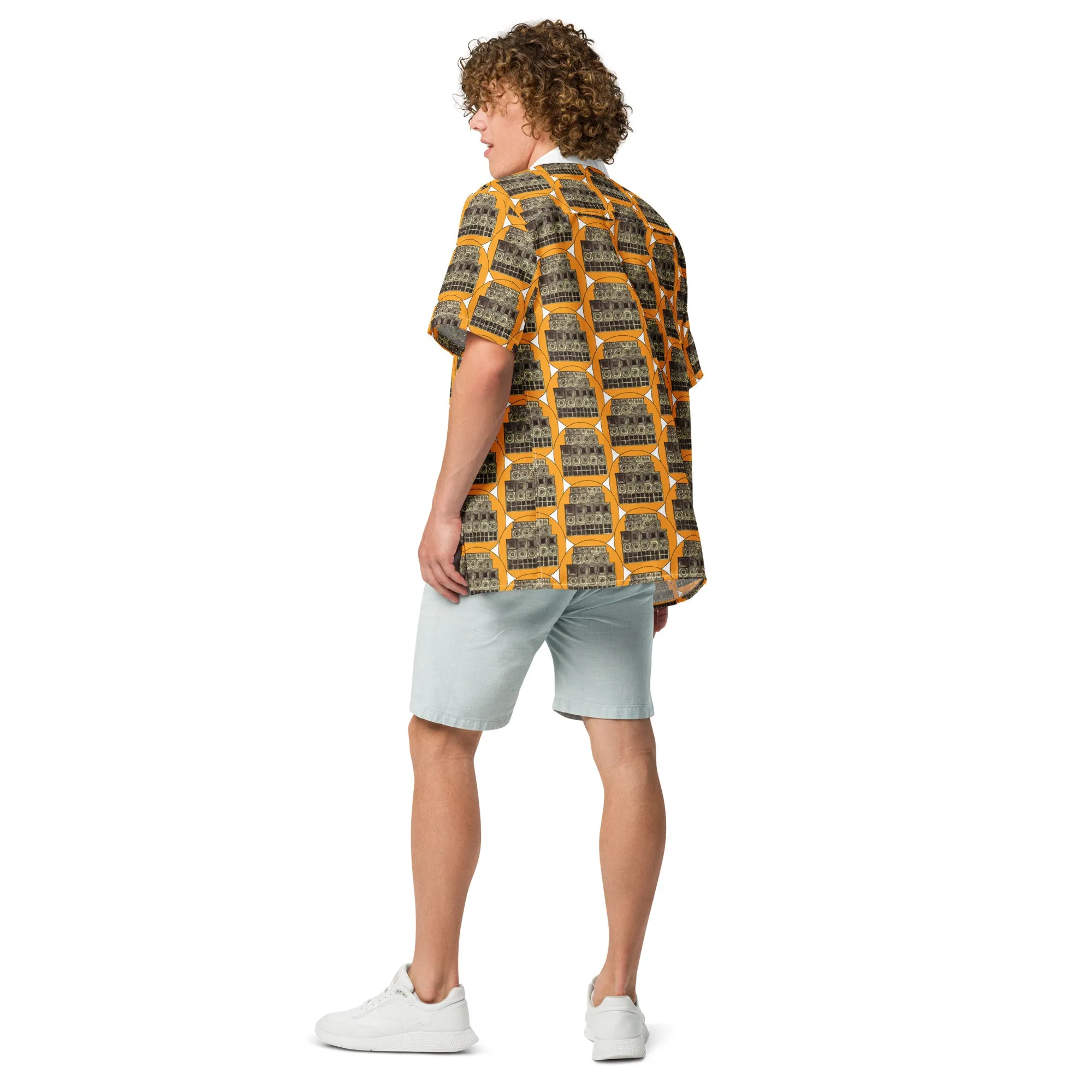 Speaker Stack Yellow Button Shirt