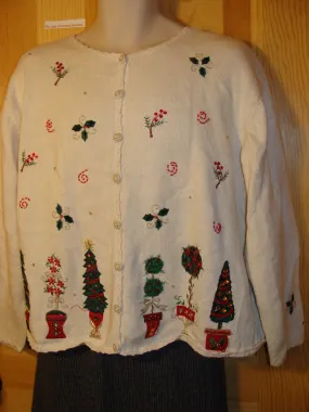 Tacky Ugly Christmas Sweater with Festive Fancy Trees (f469)