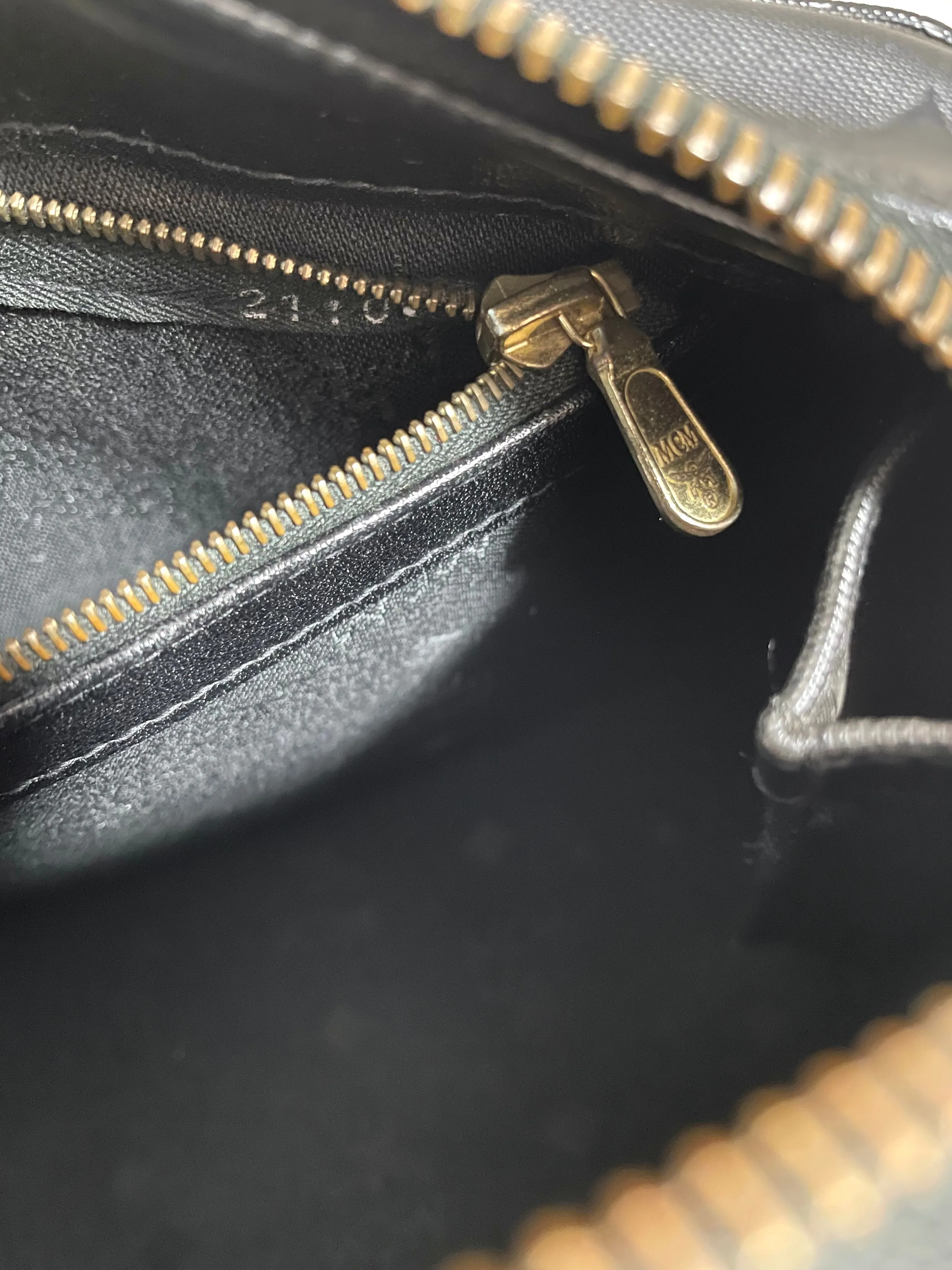 Vintage MCM black monogram speedy bag style handbag, mini duffle bag. Unisex and daily use purse. Classic style in originality. 061210re1