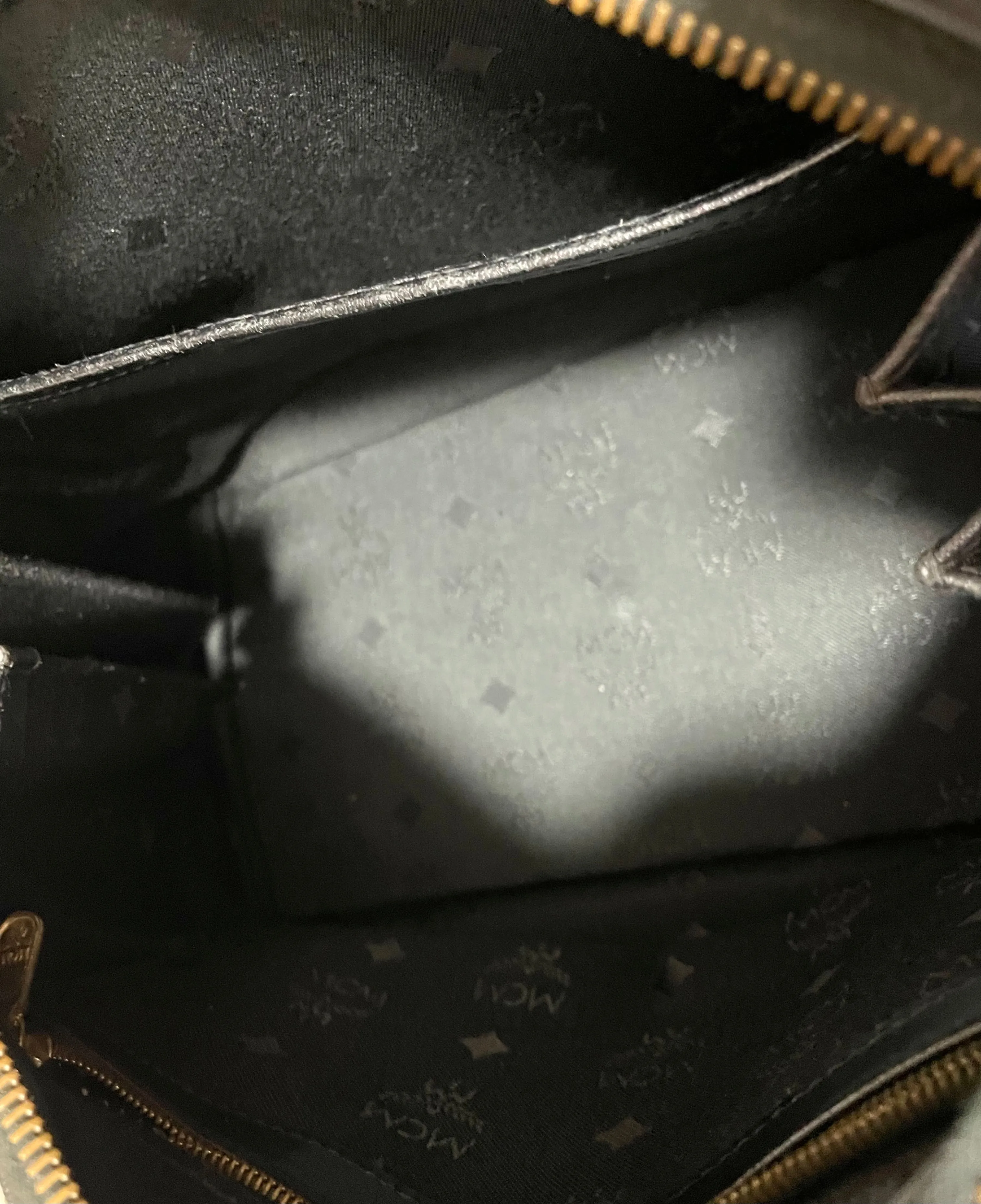 Vintage MCM black monogram speedy bag style handbag, mini duffle bag. Unisex and daily use purse. Classic style in originality. 061210re1