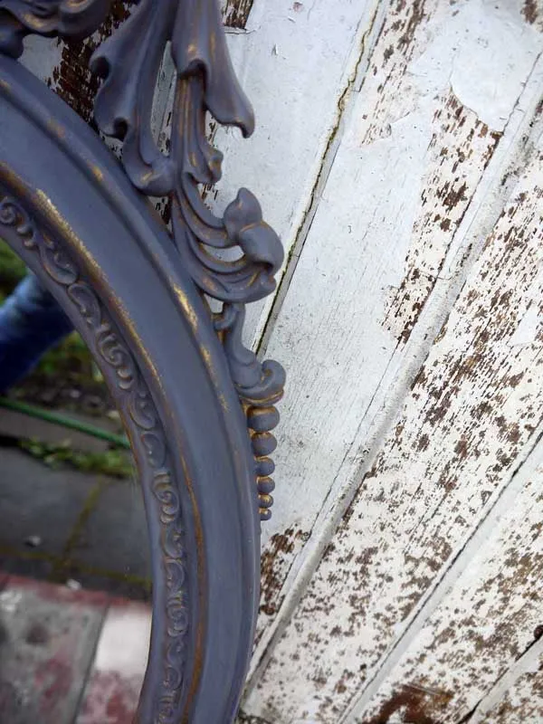 Vintage oval mirror now in  Miss Mustard Seed Milk paint by Emily Rose Vintage