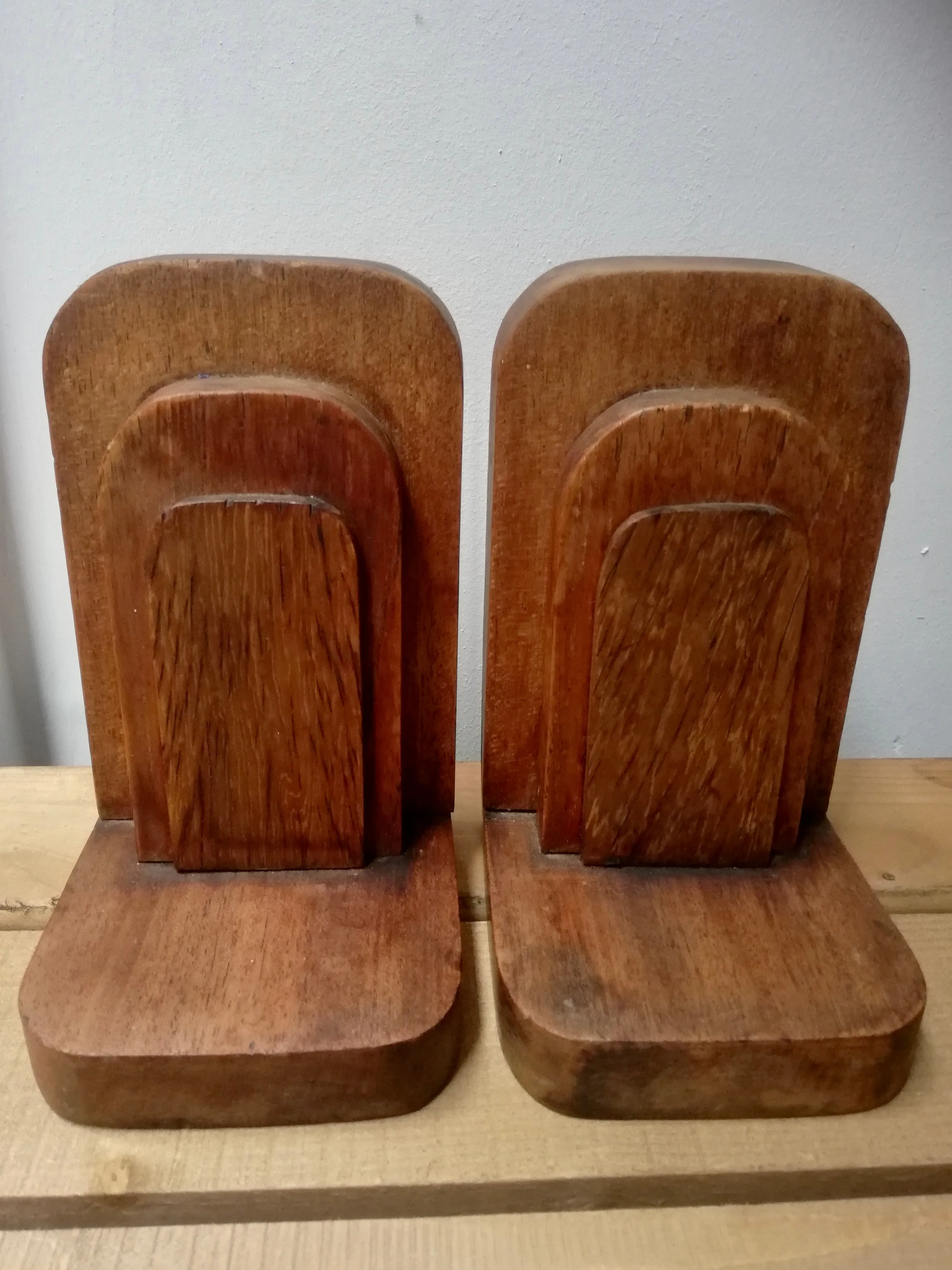 Vintage pair of wooden Art Deco bookends