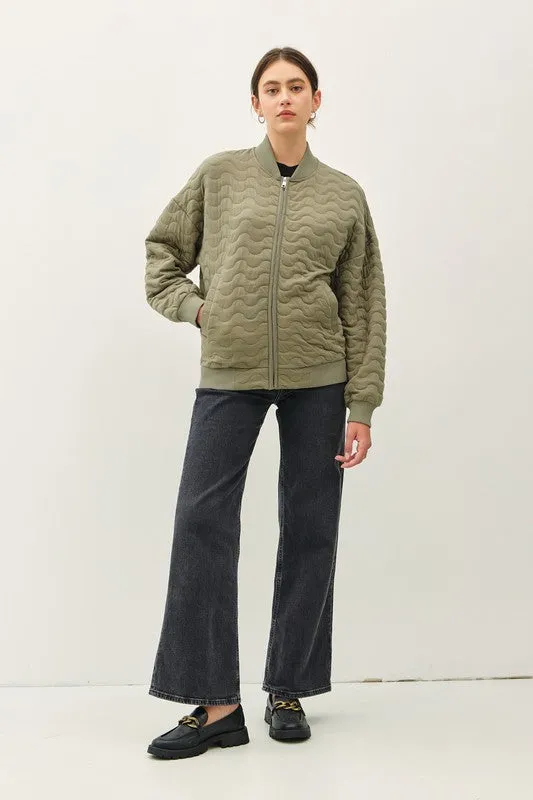 Waitlist 10/21 ♥ Isabella Long Sleeve Quilted Bomber Jacket Olive